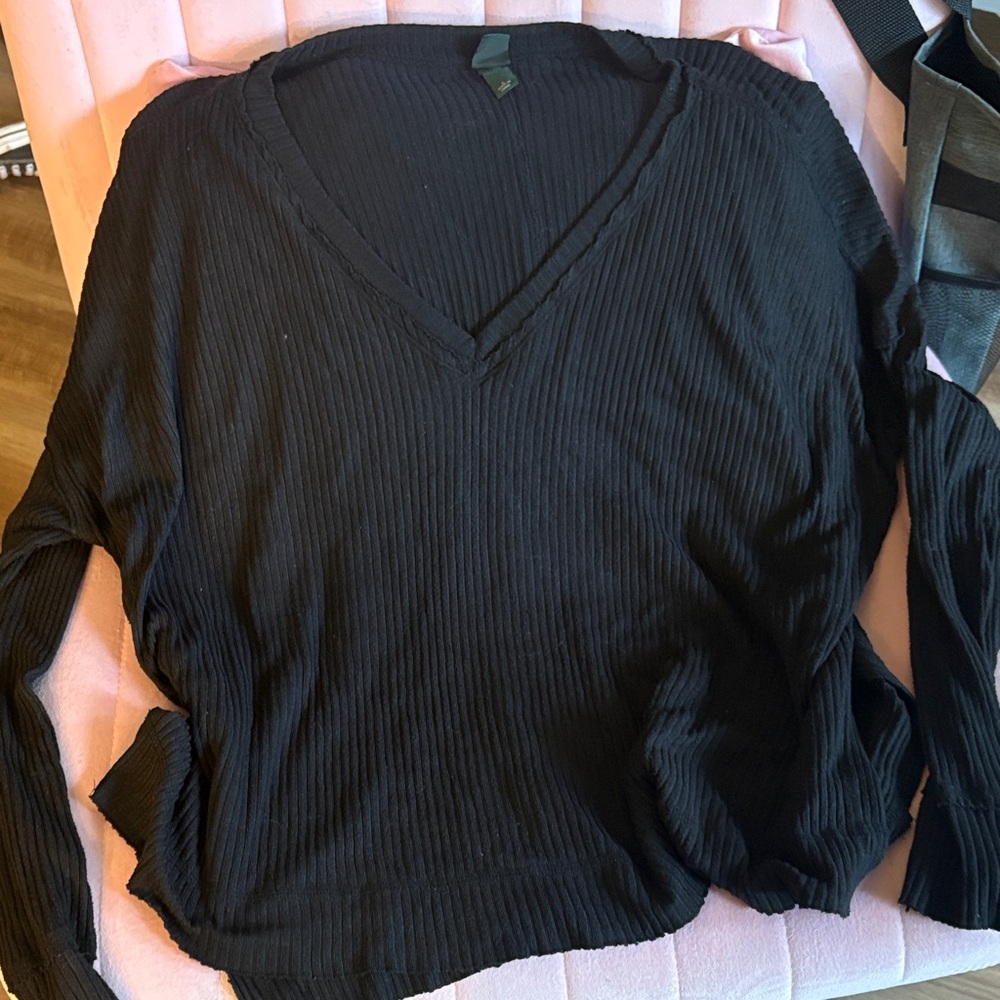 Wild Fable Black Ribbed Knit Top